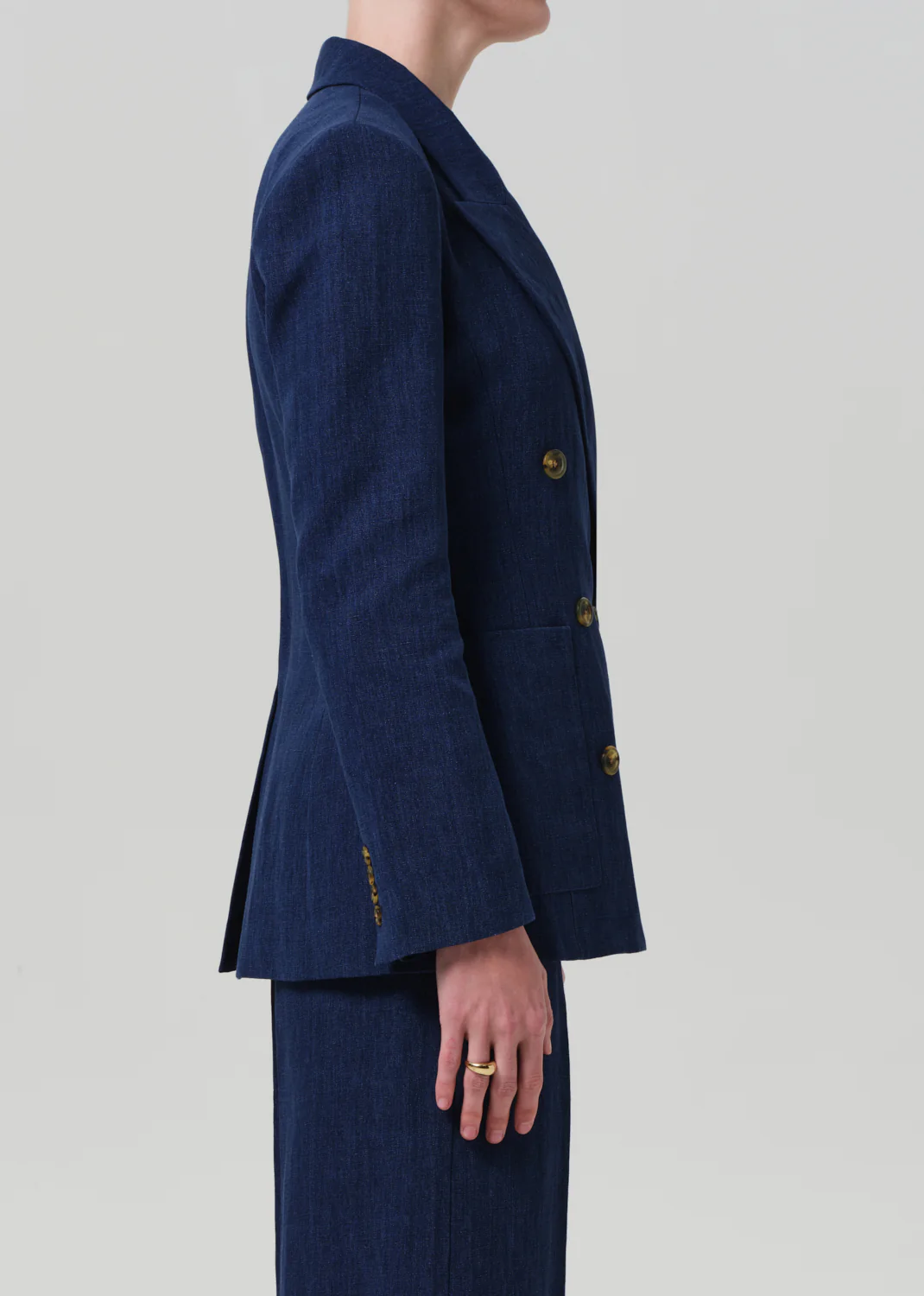 Chelsea Blazer Linen in Denim - Image 3