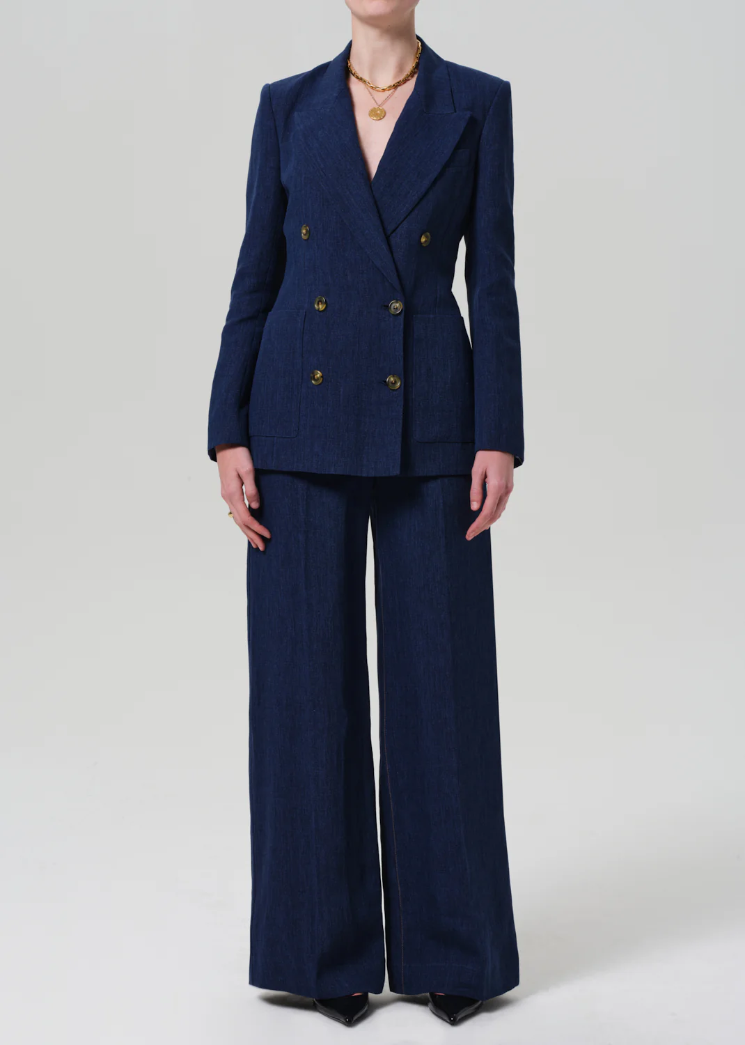 Chelsea Blazer Linen in Denim - Image 5