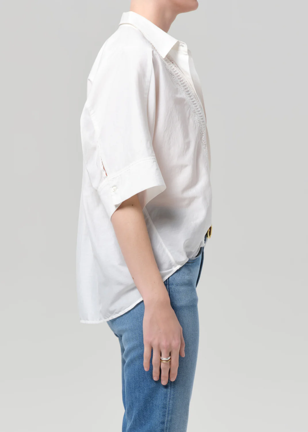 Claire Shirt With Lace in White - Image 4