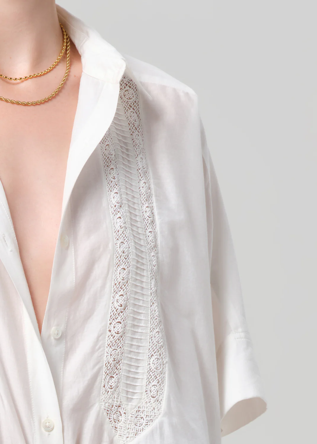 Claire Shirt With Lace in White - Image 5