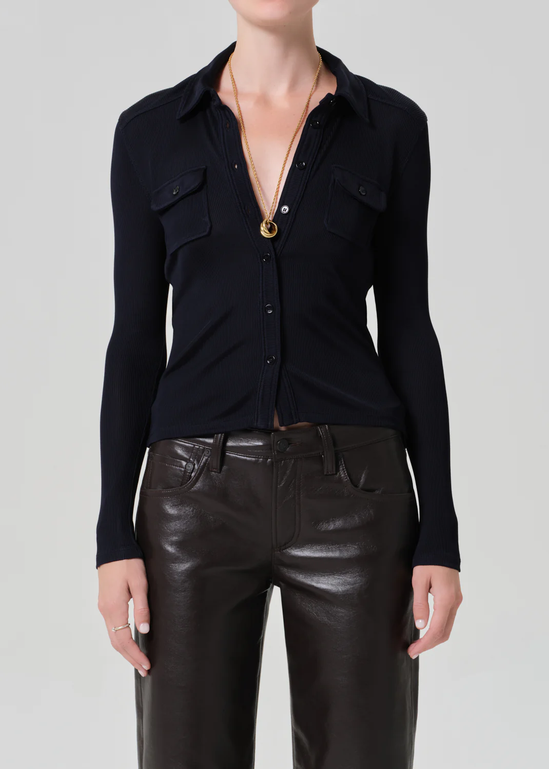 Clea Shrunken Shirt in Navy