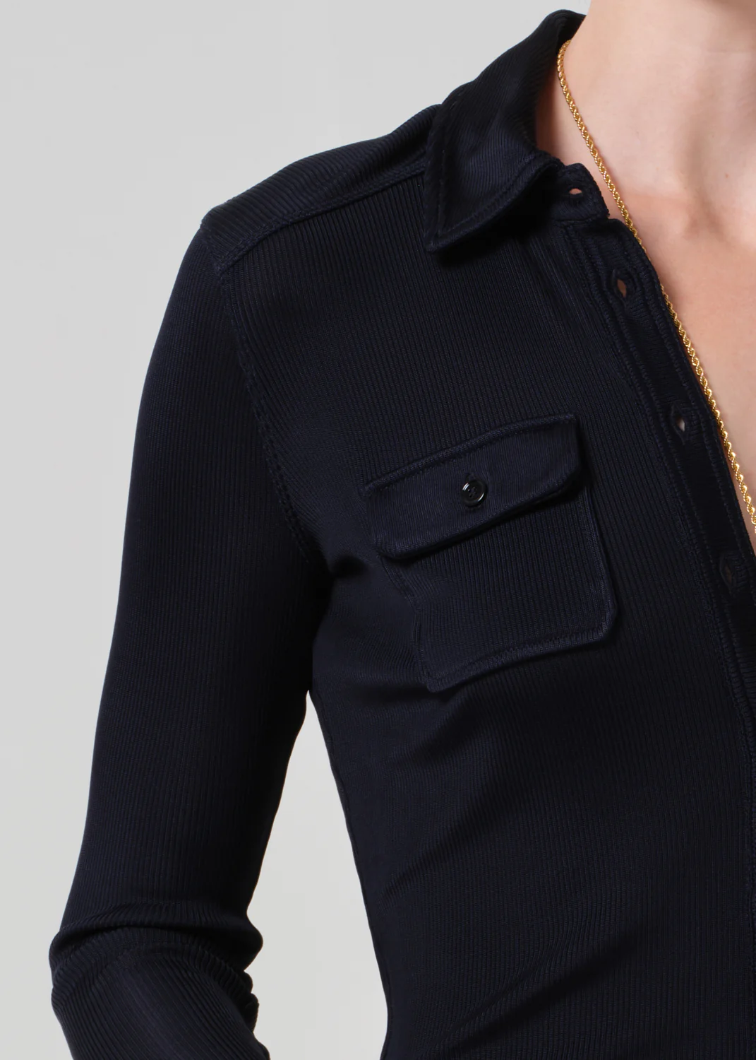Clea Shrunken Shirt in Navy - Image 4