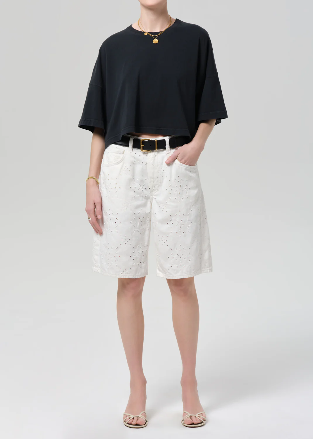 Crop Cape Tee in Washed Black - Image 5