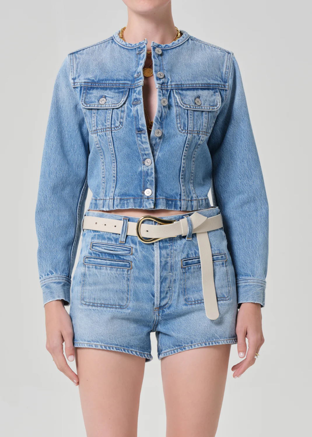 Devin Collarless Jacket in Cecil