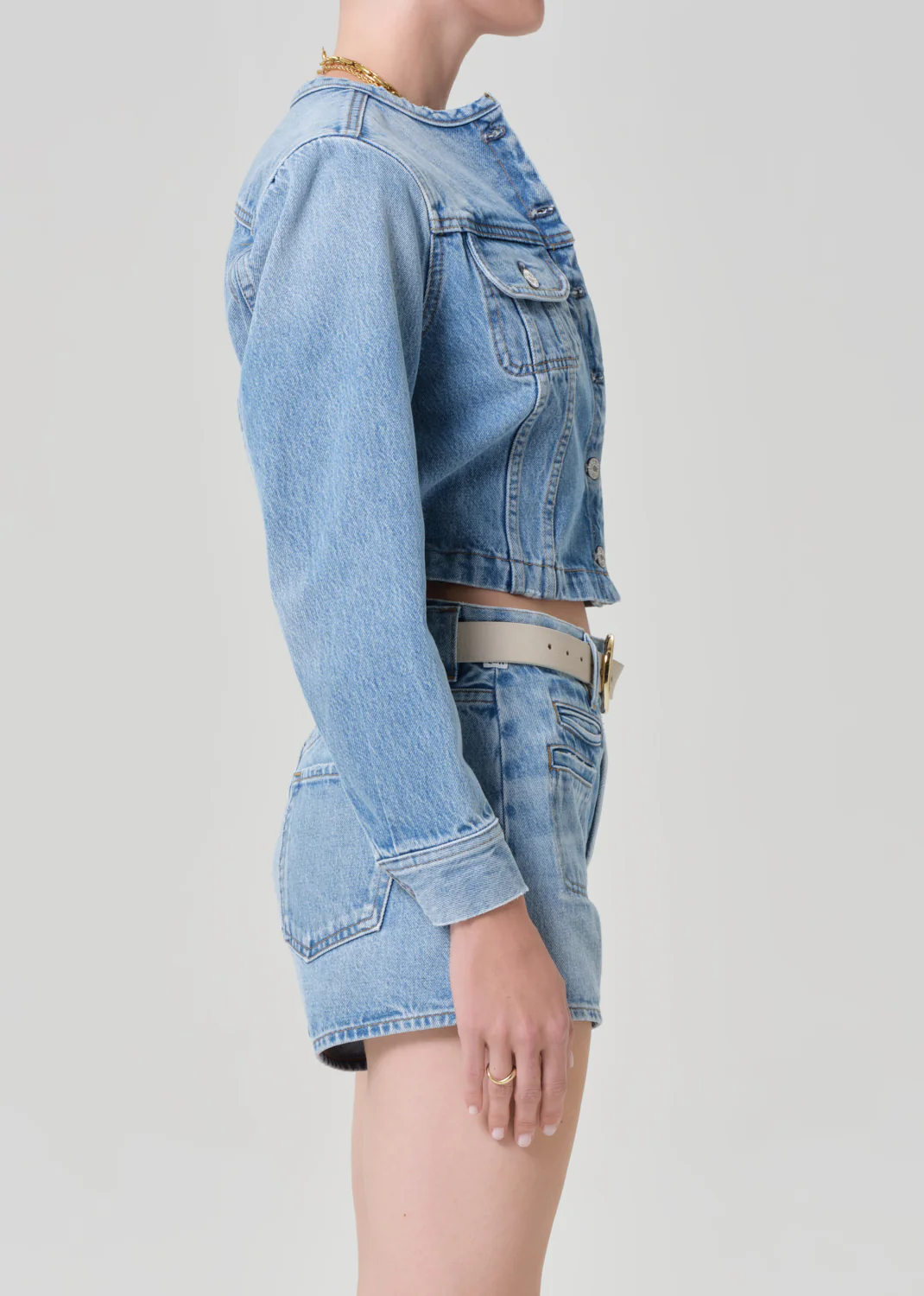 Devin Collarless Jacket in Cecil - Image 3