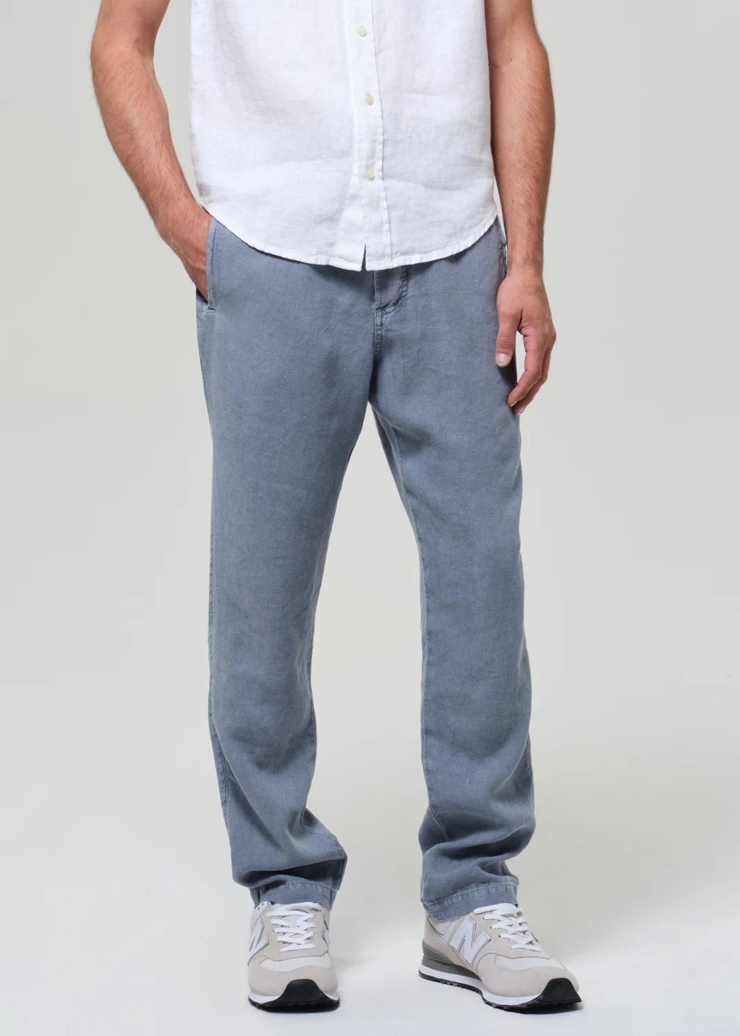 Drawstring Deck Linen Pant in Stone Blue - Image 5