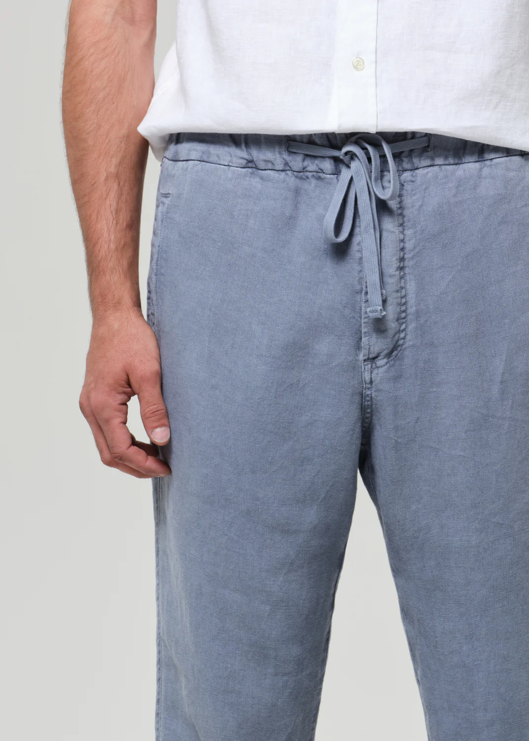 Drawstring Deck Linen Pant in Stone Blue - Image 6