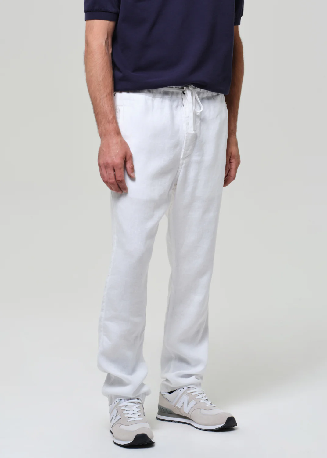 Drawstring Deck Linen Pant in White - Image 6