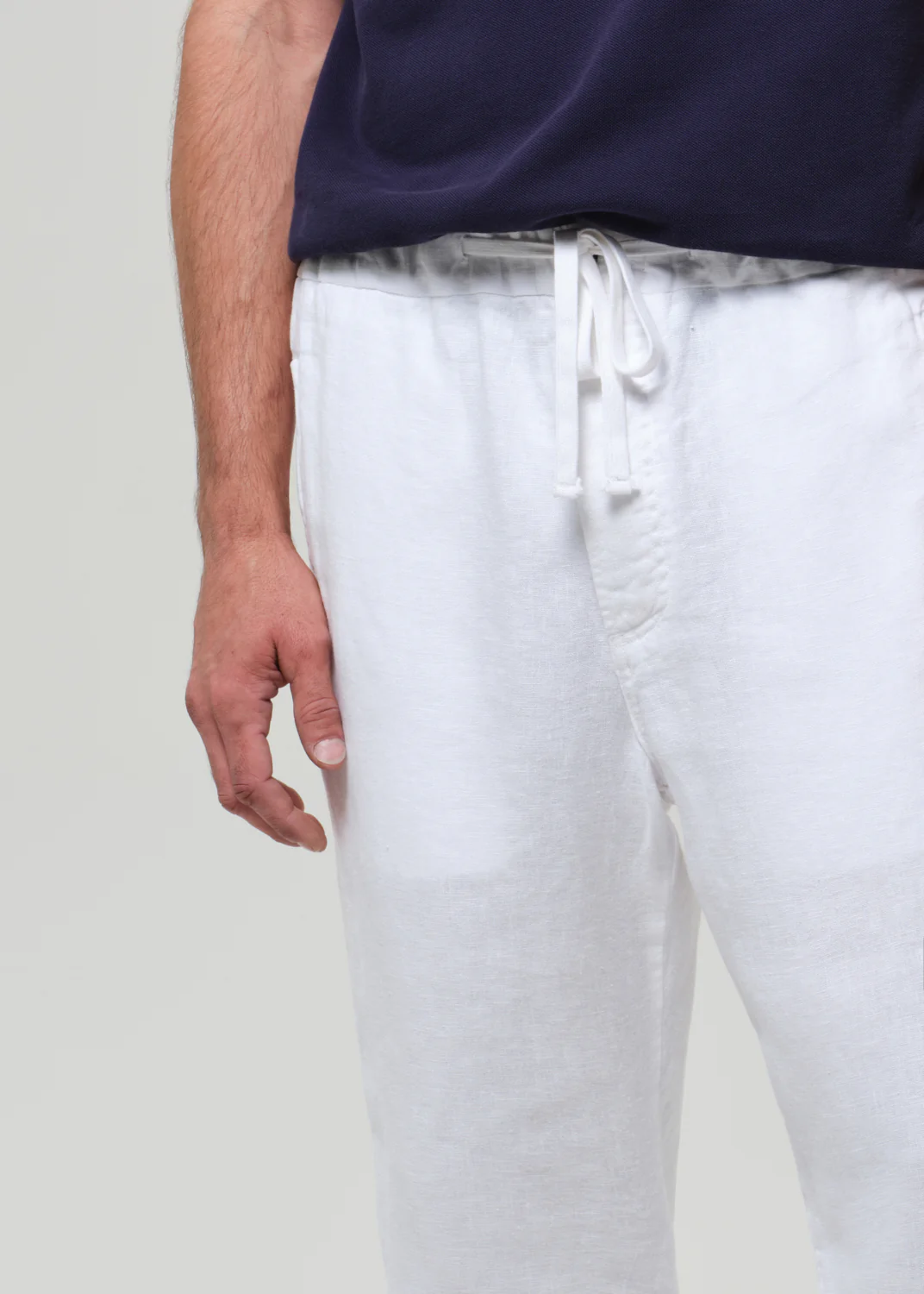 Drawstring Deck Linen Pant in White - Image 7