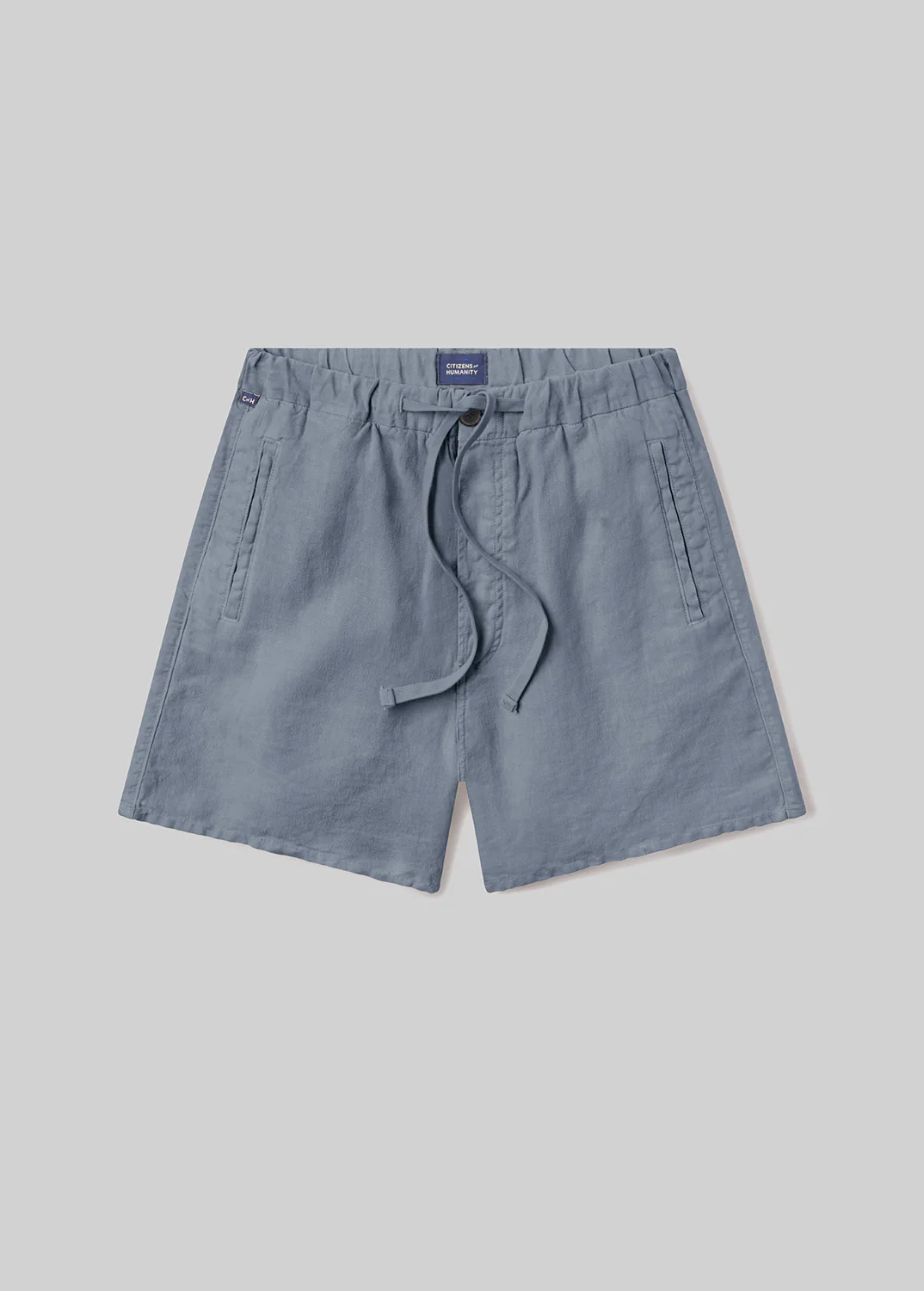 Drawstring Deck Linen Short in Stone Blue