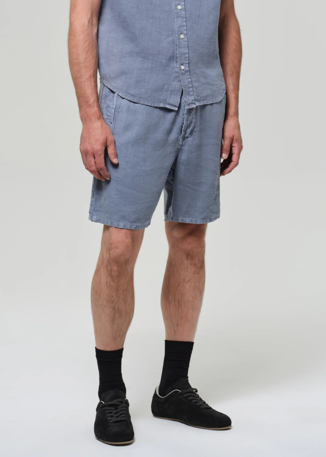 Drawstring Deck Linen Short in Stone Blue - Image 5