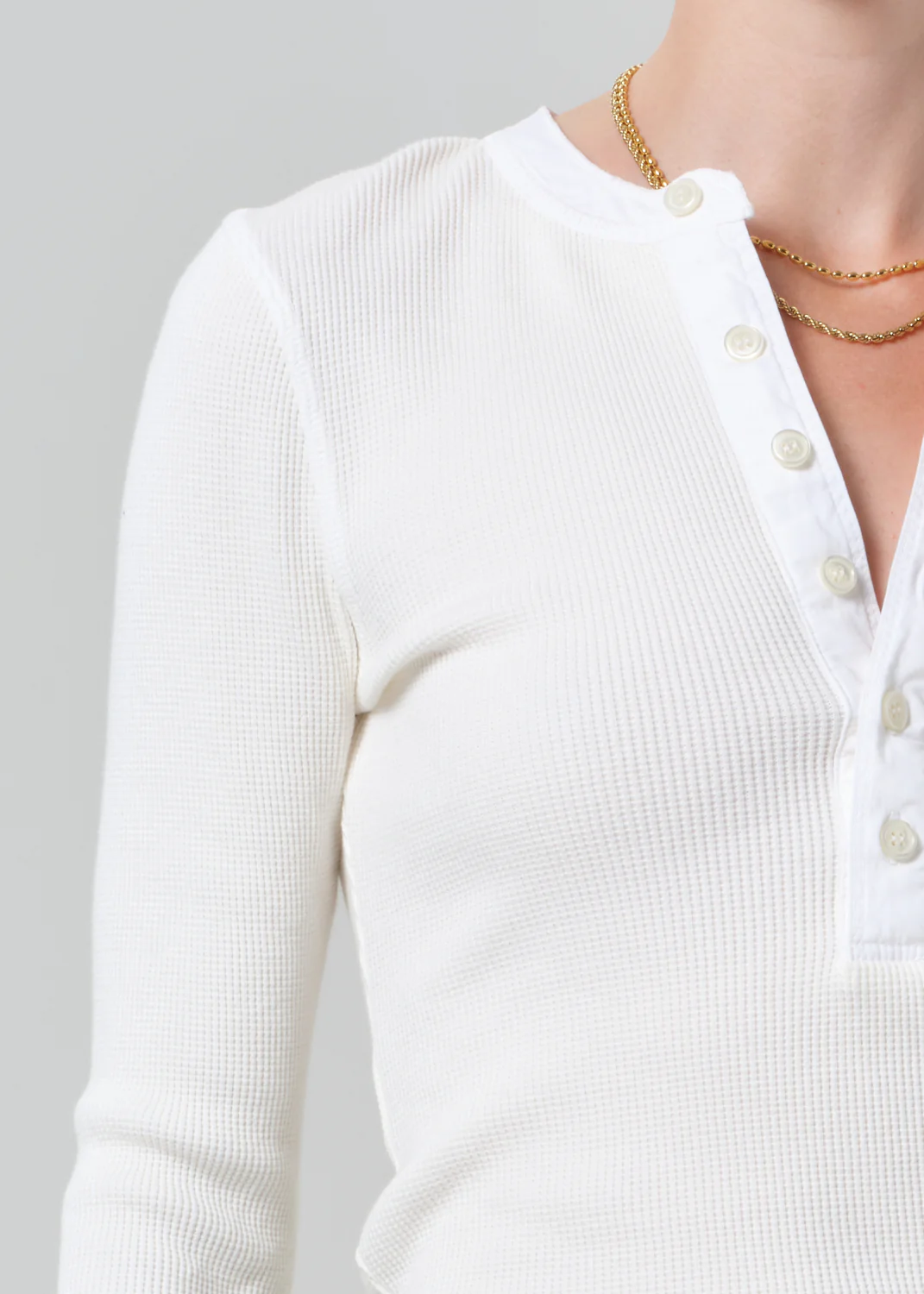 Drea Waffle Henley in Pashmina - Image 4