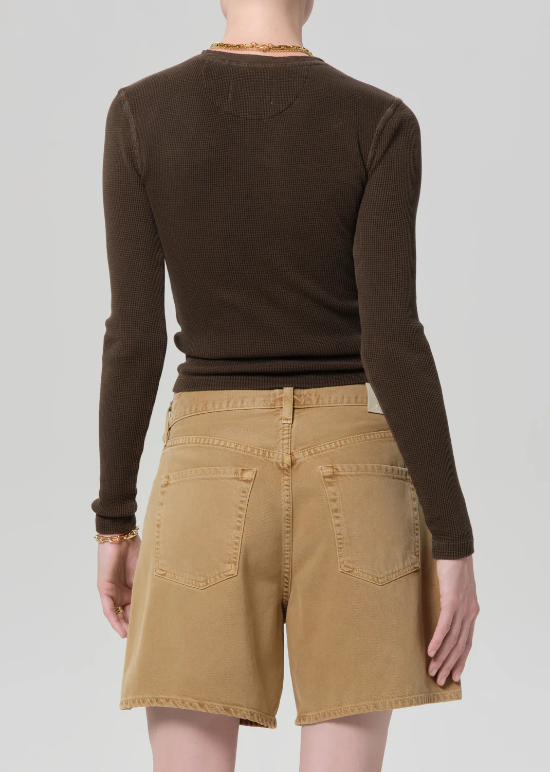 Drea Waffle Henley in Umber - Image 2