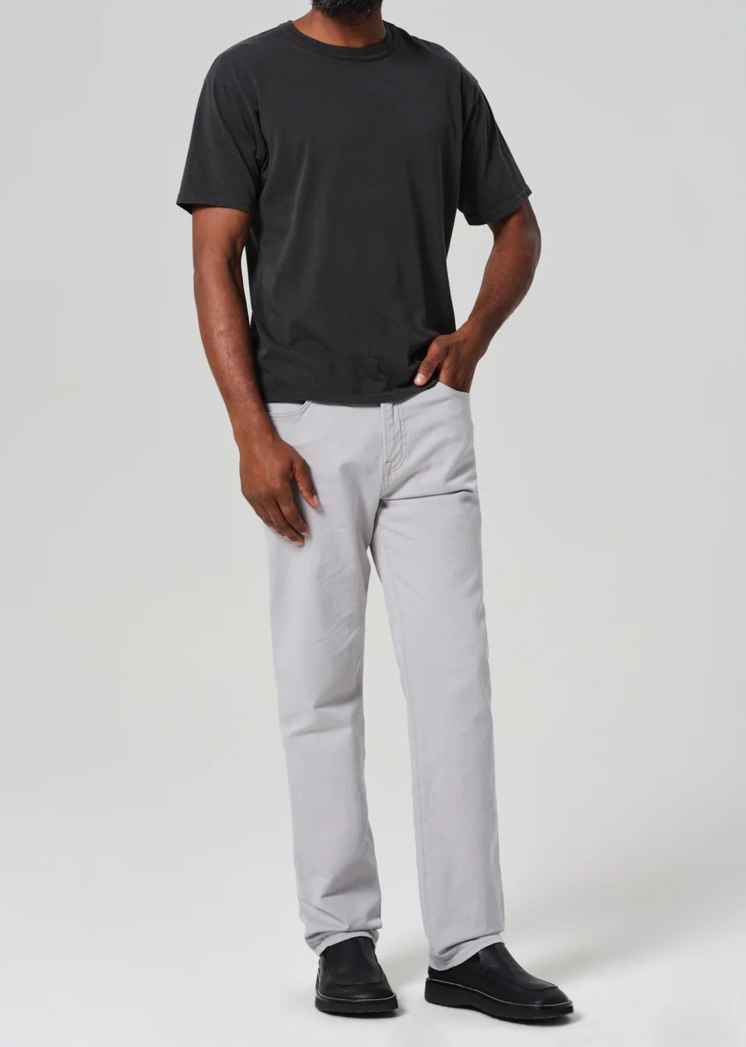 Elijah Relaxed Straight Comfort Stretch Linen in Hematite - Image 2