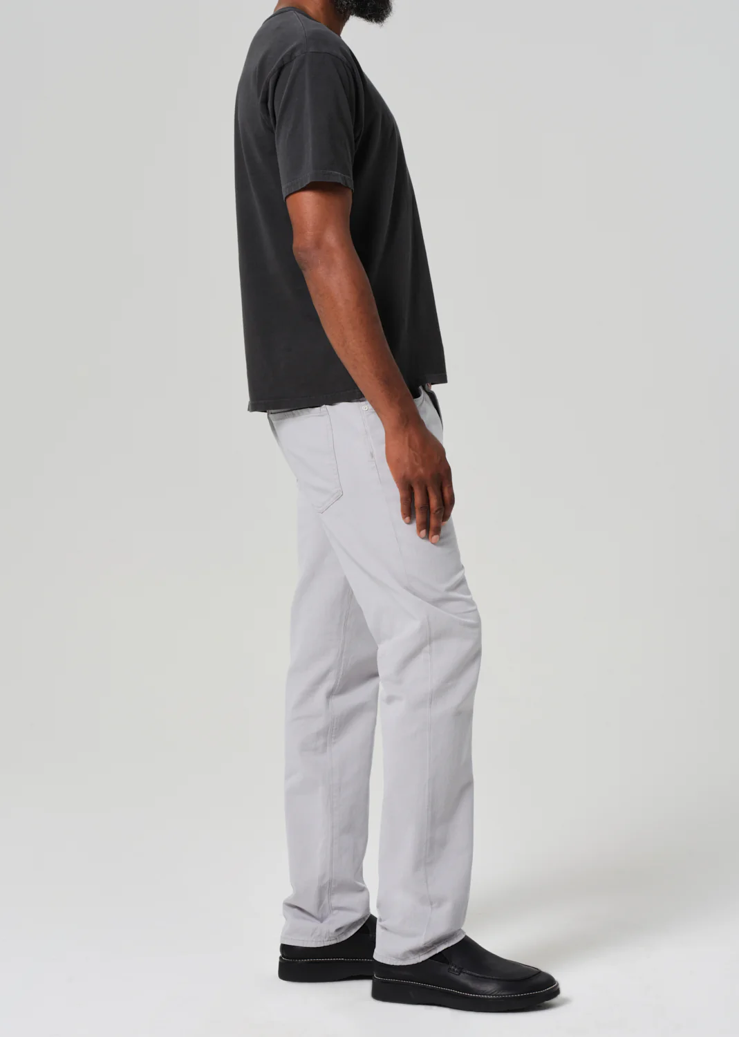 Elijah Relaxed Straight Comfort Stretch Linen in Hematite - Image 4