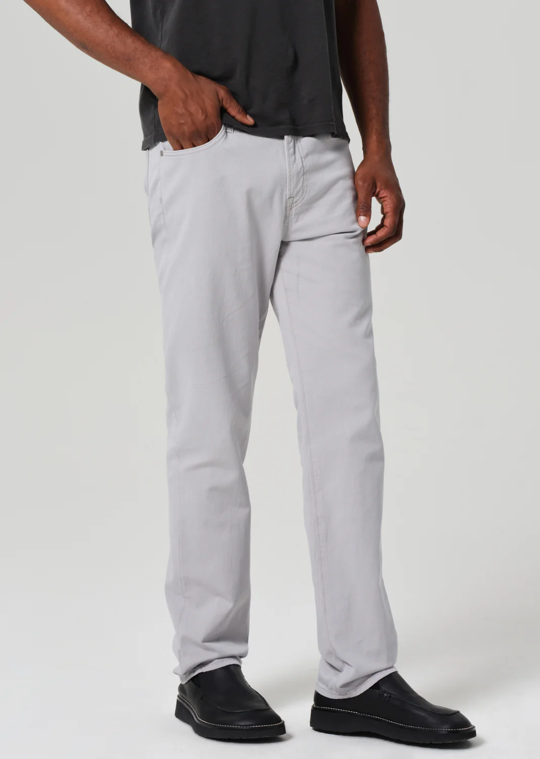 Elijah Relaxed Straight Comfort Stretch Linen in Hematite - Image 5