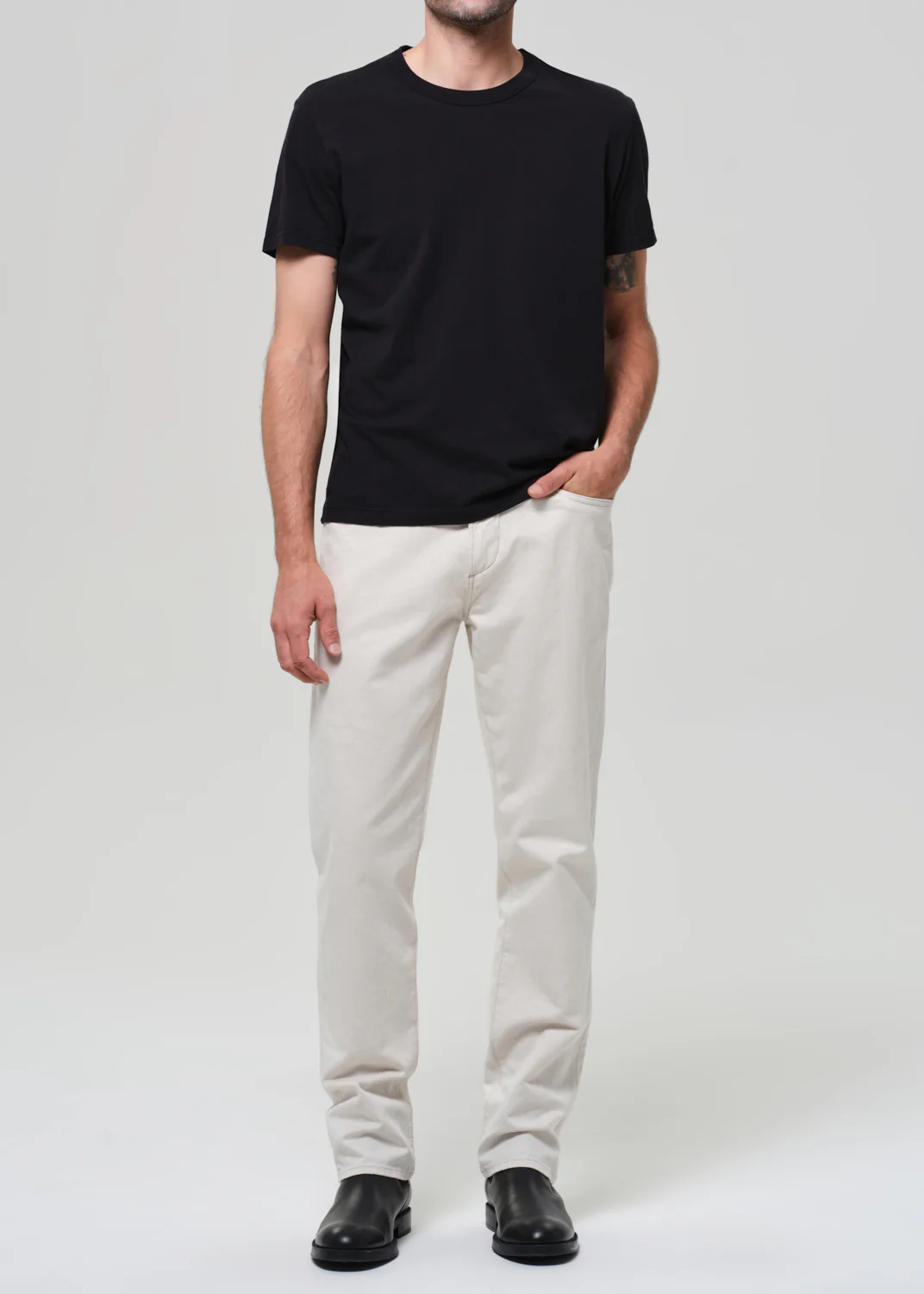 Elijah Straight Comfort Stretch Linen in Natural - Image 3
