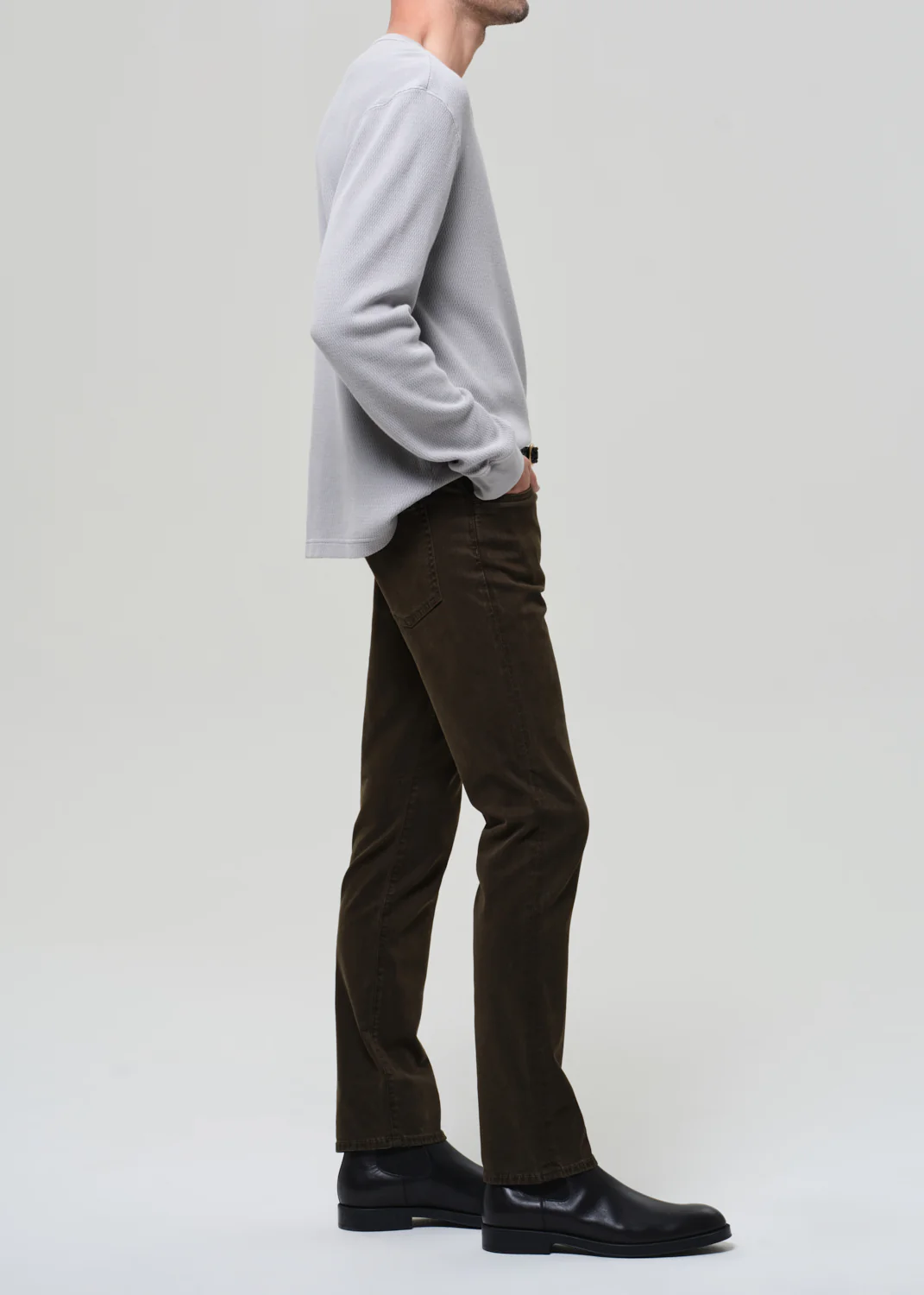 Elijah Straight Cashmere Touch Twill in Dark Olive - Image 4