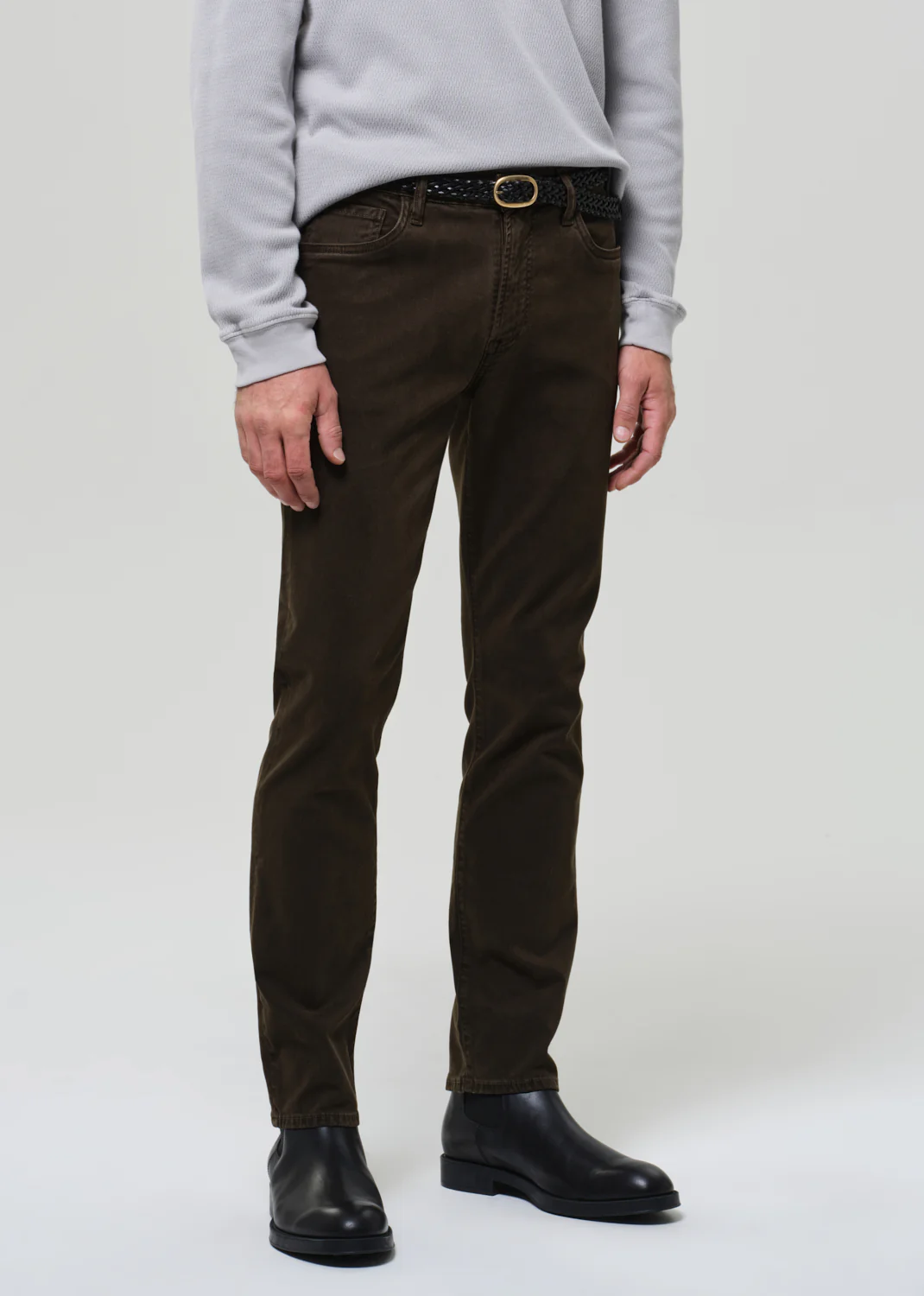 Elijah Straight Cashmere Touch Twill in Dark Olive - Image 5