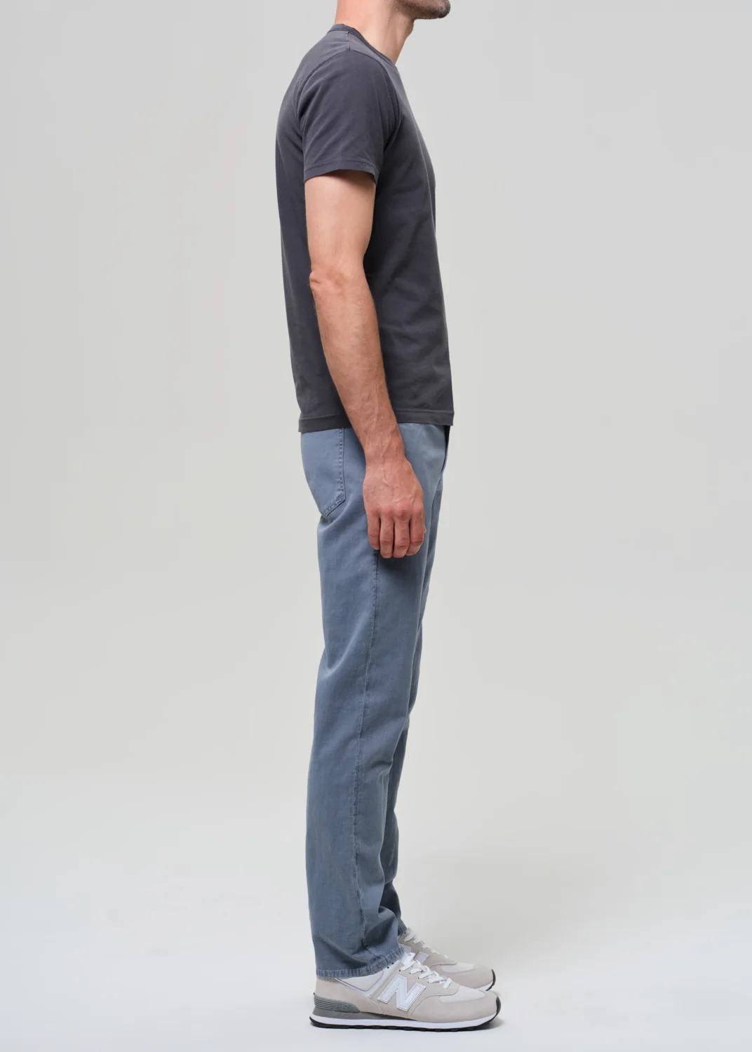 Elijah Straight Comfort Stretch Linen in Stone Blue - Image 4