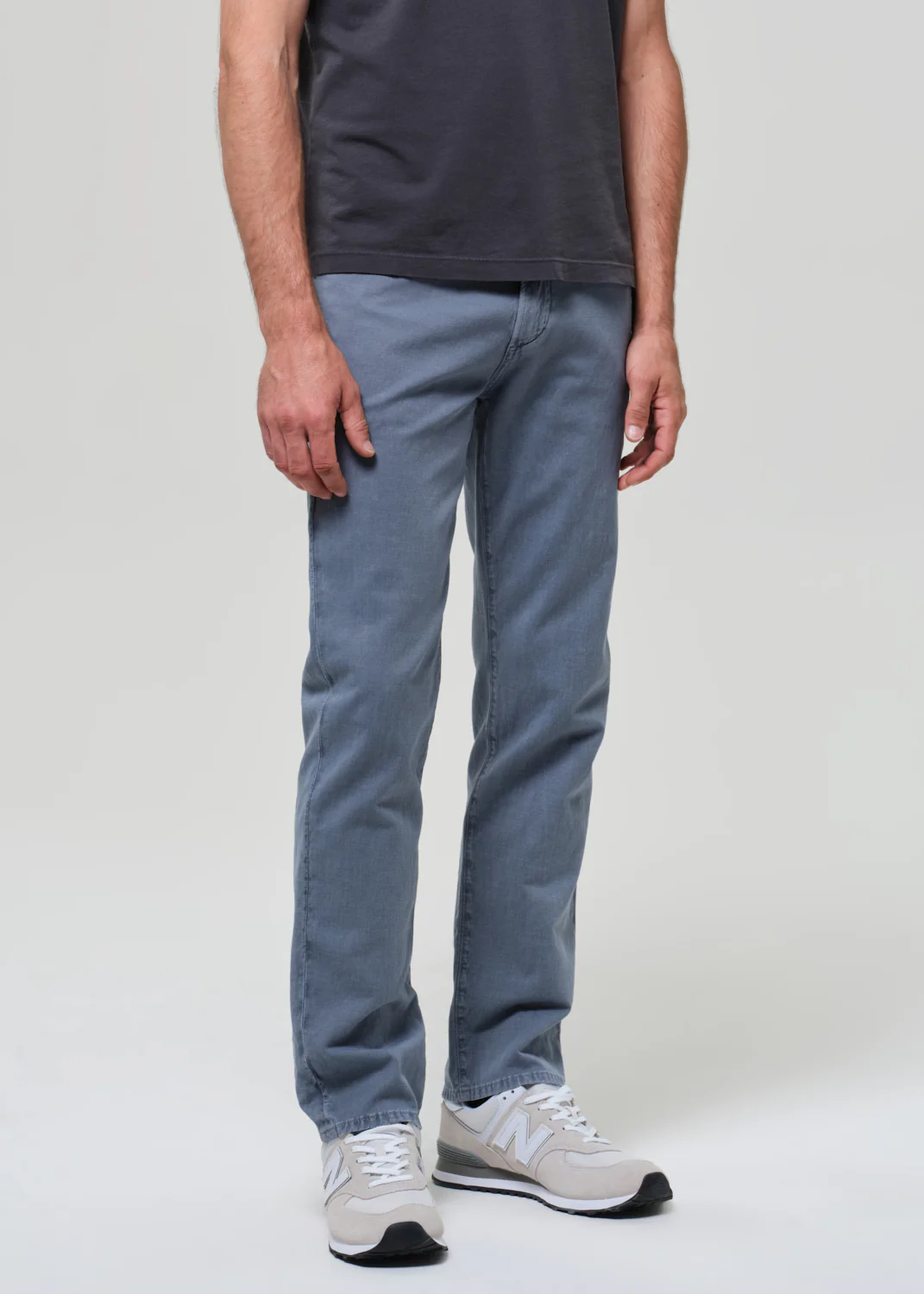Elijah Straight Comfort Stretch Linen in Stone Blue - Image 5
