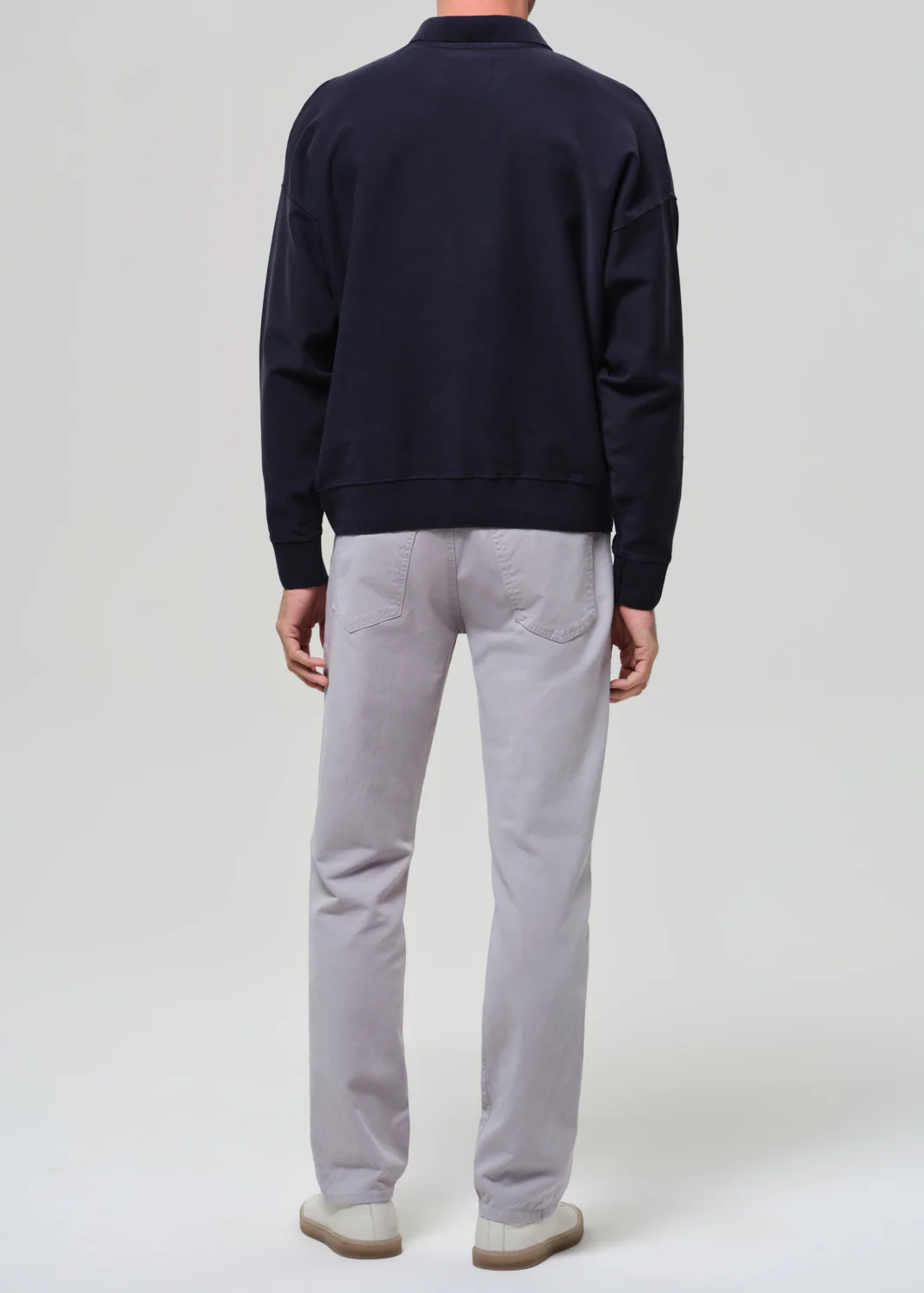 Elijah Straight Comfort Stretch Linen in Stone Grey - Image 4