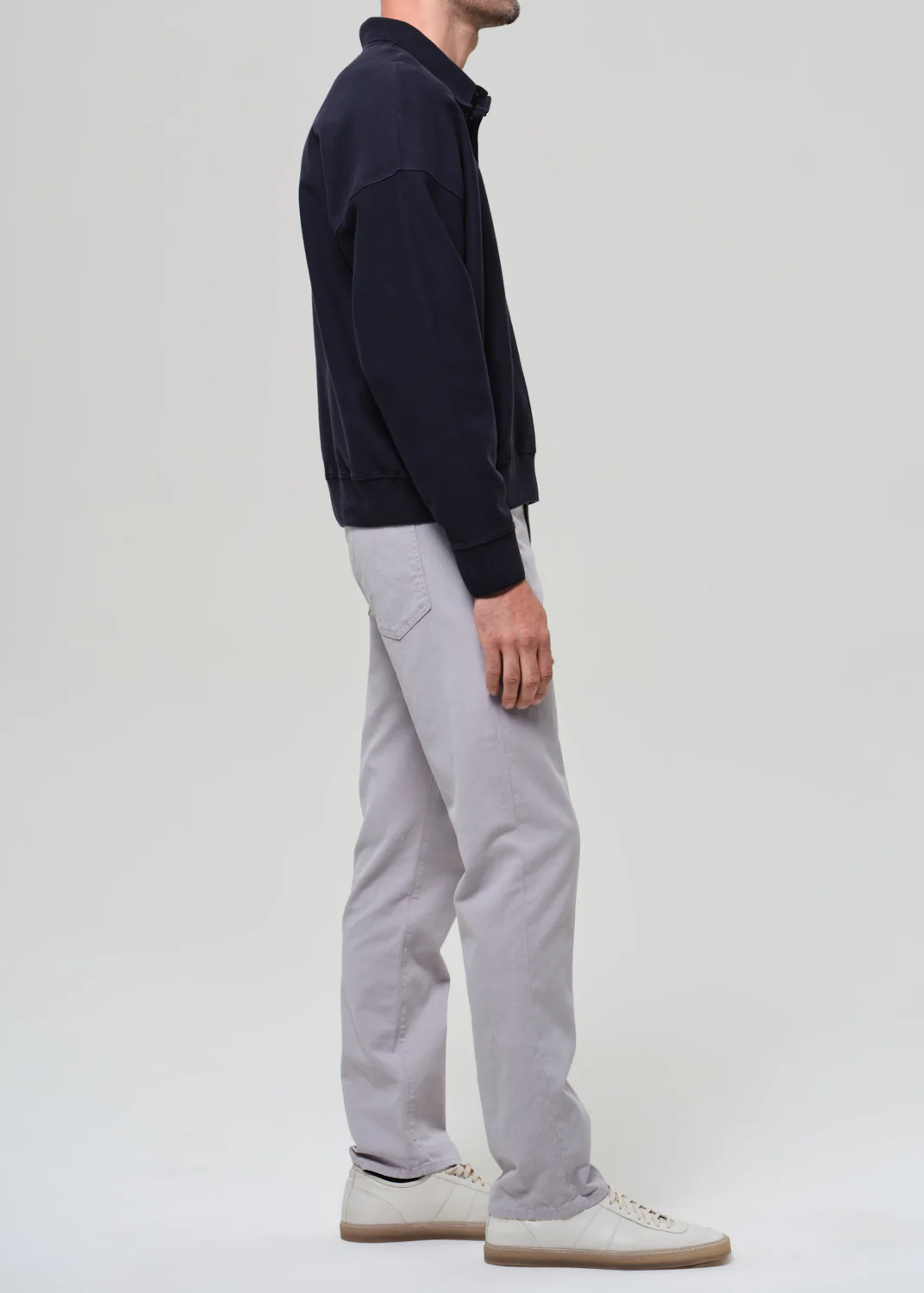 Elijah Straight Comfort Stretch Linen in Stone Grey - Image 5