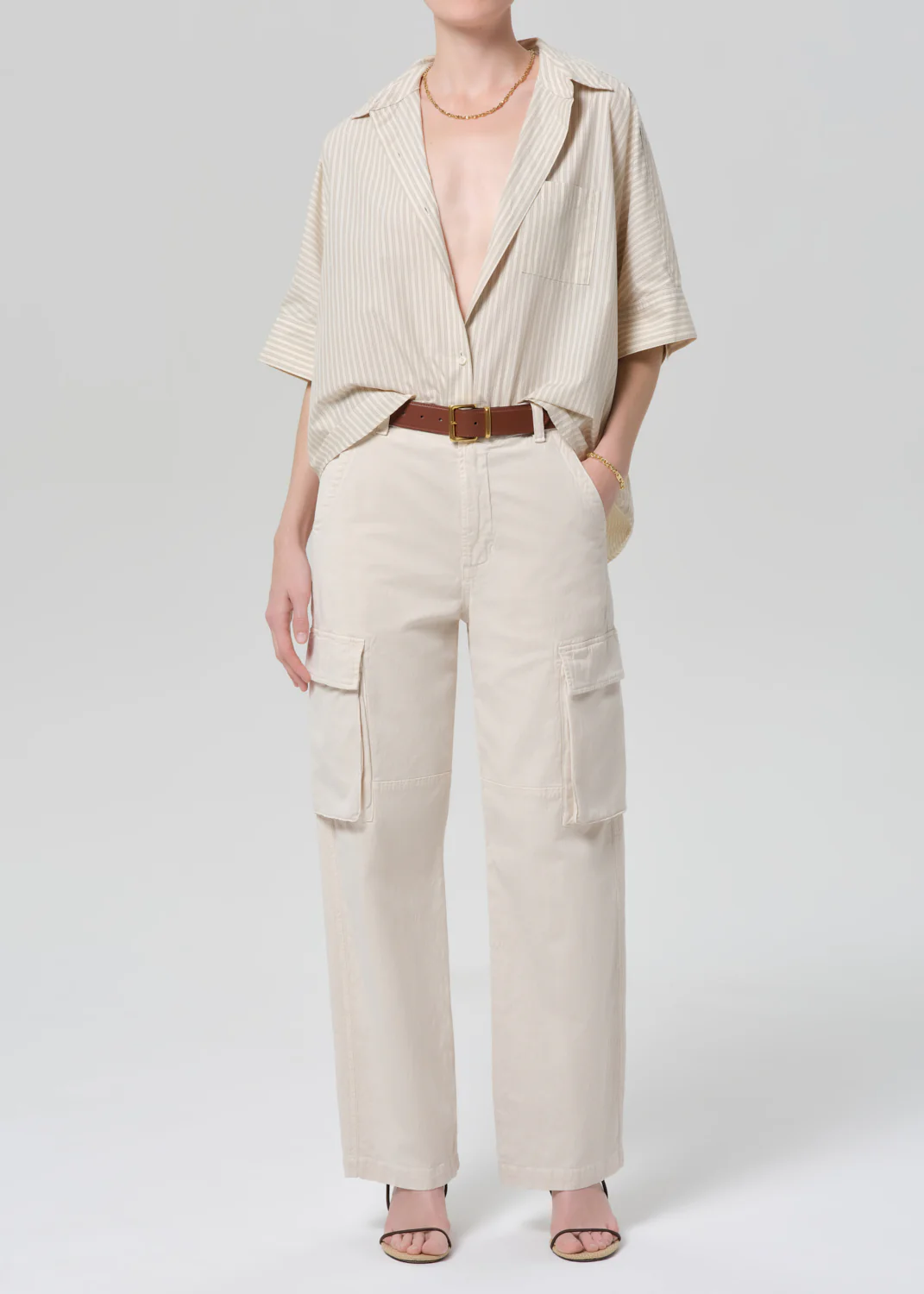 Esme Cargo Trouser in Pale Stone