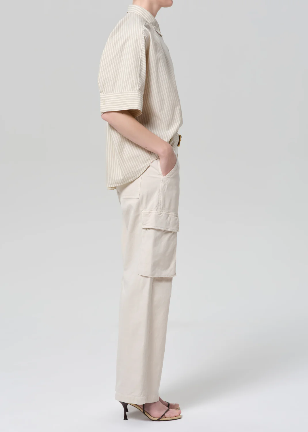 Esme Cargo Trouser in Pale Stone - Image 3
