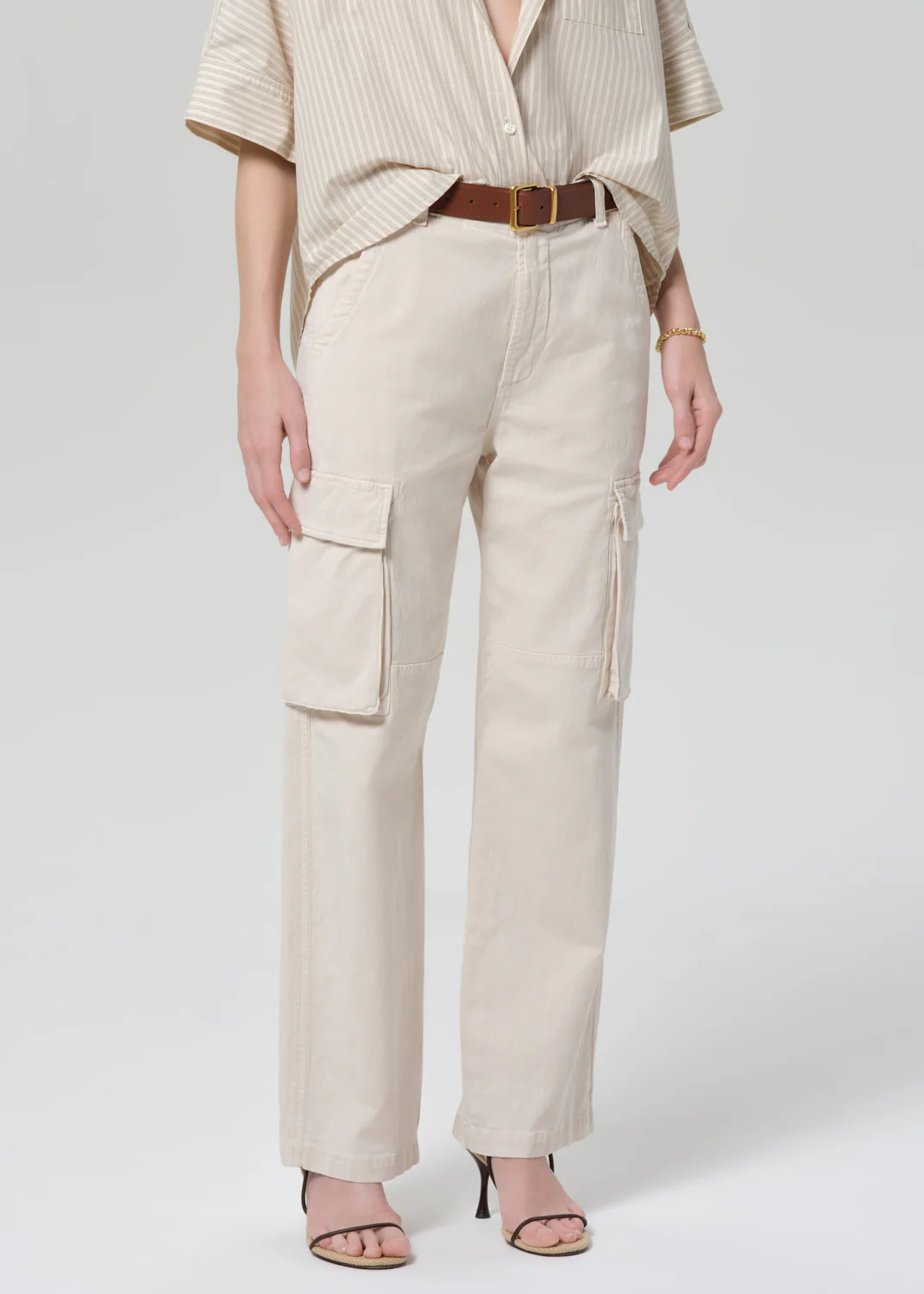 Esme Cargo Trouser in Pale Stone - Image 4