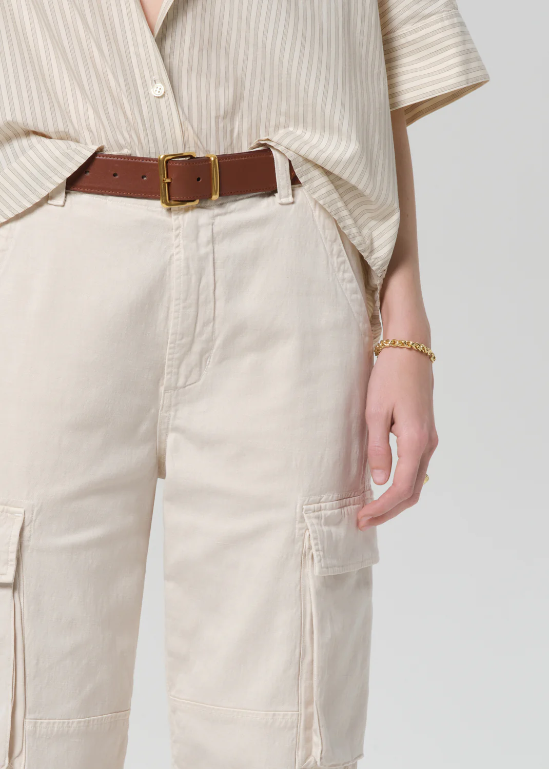 Esme Cargo Trouser in Pale Stone - Image 5