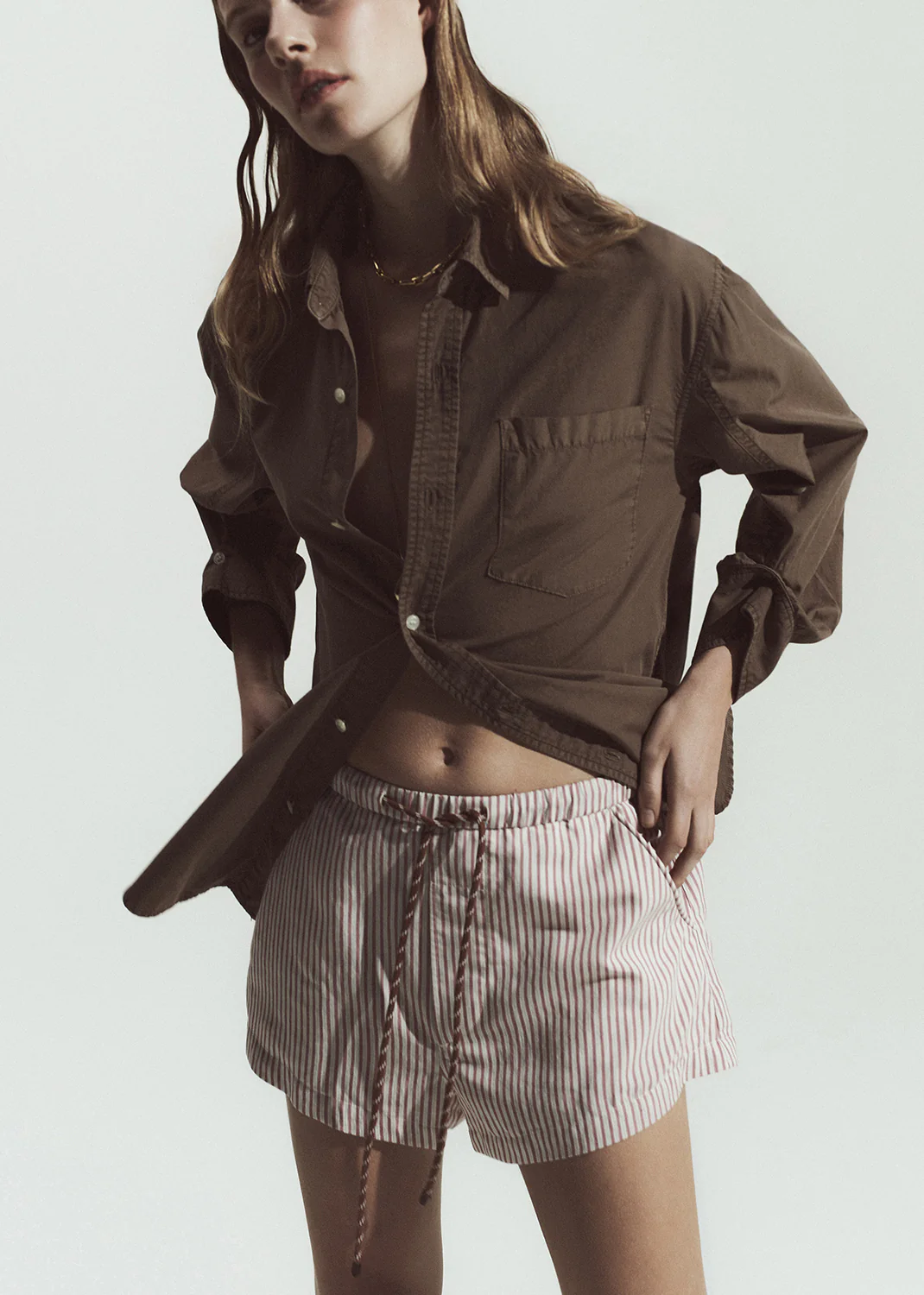 Este Drawstring Short in Raspberry Stripe - Image 2