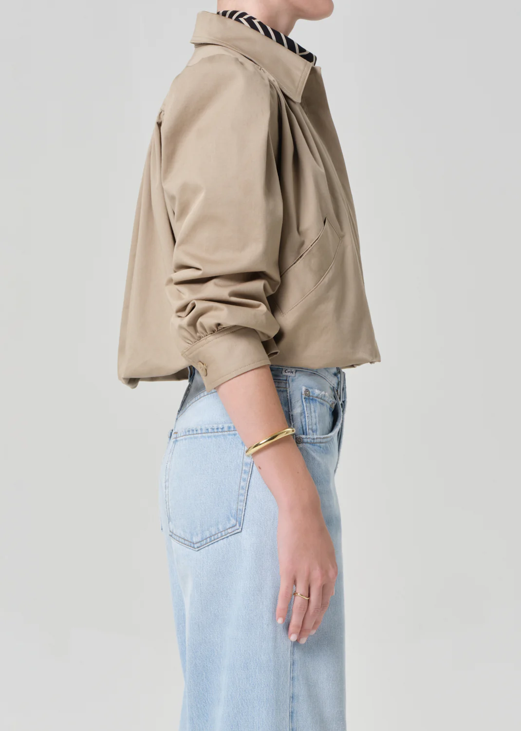 Everly Shirred Crop Jacket in Catalina - Image 4