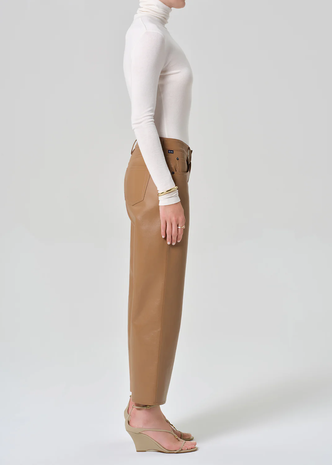 Faye Vintage Straight Recycled Leather in Pale Toffee - Image 3