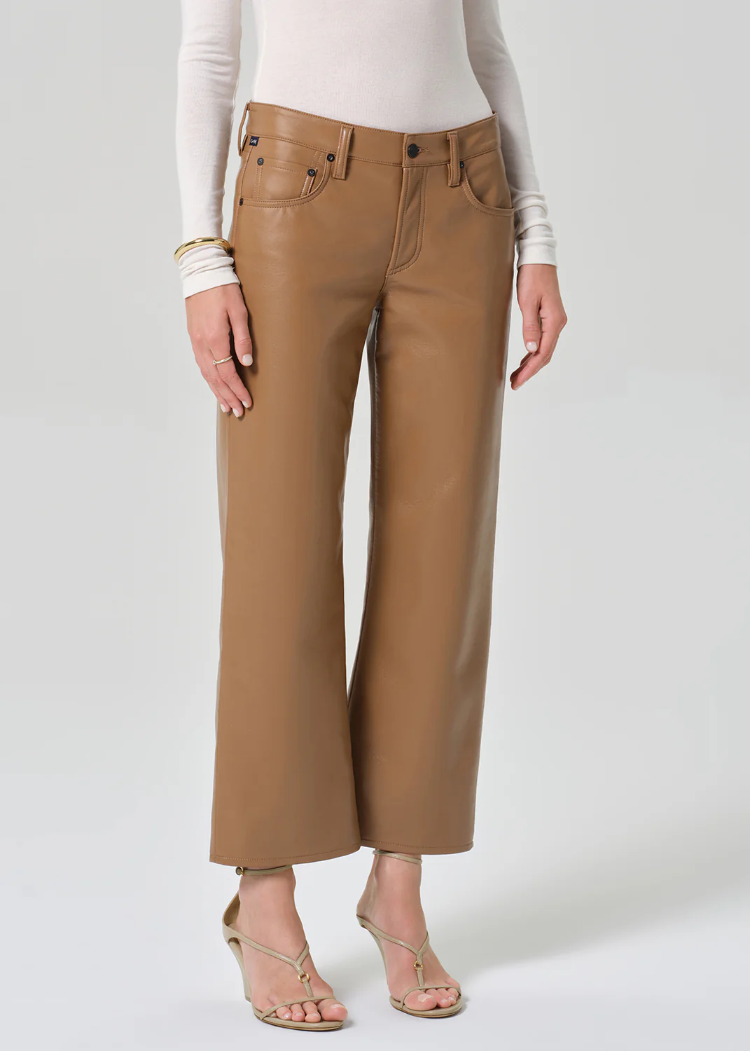 Faye Vintage Straight Recycled Leather in Pale Toffee - Image 4