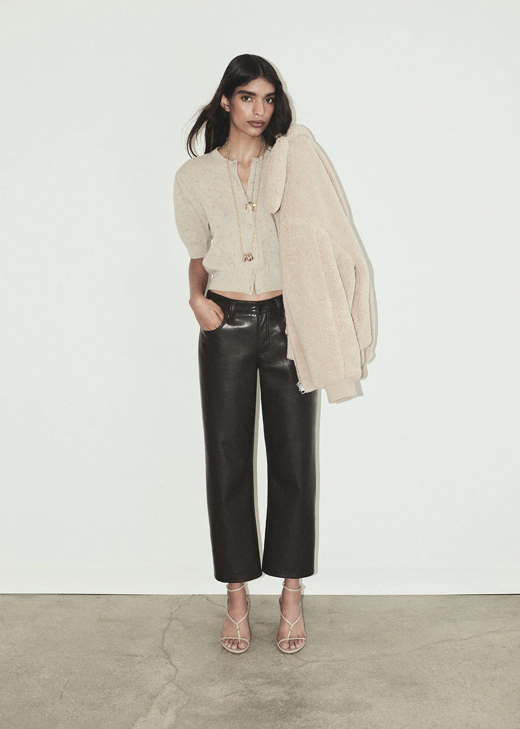 Faye Vintage Straight Recycled Leather in Chocolate - Image 2
