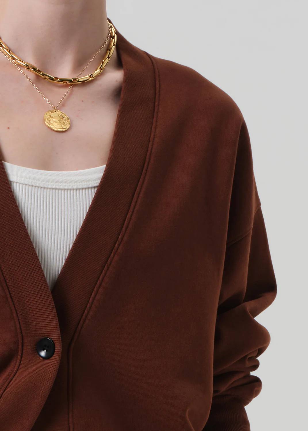 Fleece Cardigan in Chai - Image 4