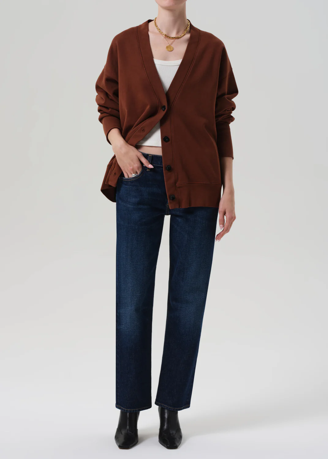Fleece Cardigan in Chai - Image 5