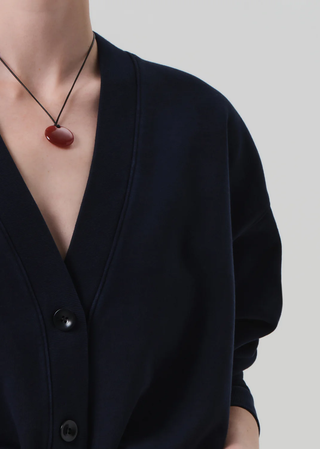 Fleece Cardigan in Navy - Image 4
