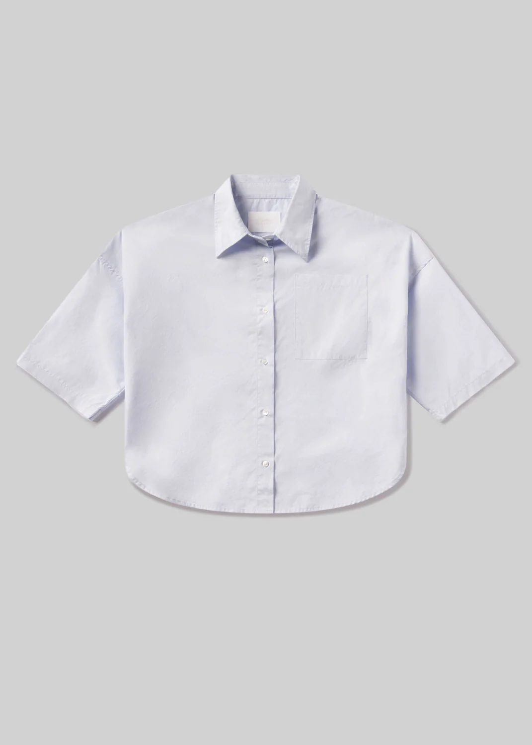 Frances Cropped Cape Button Up in Baby Blue - Image 6