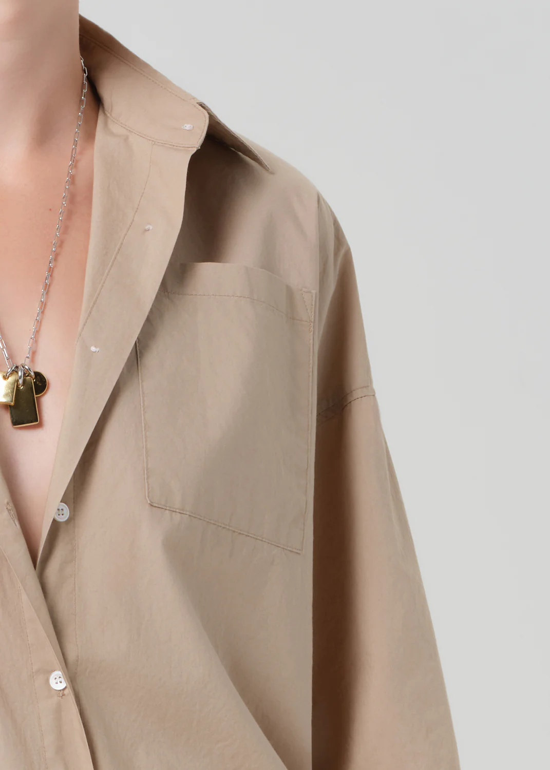Frances Cropped Cape Button Up in Catalina - Image 4