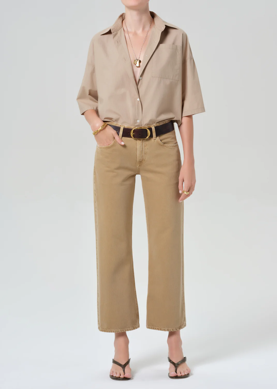 Frances Cropped Cape Button Up in Catalina - Image 5