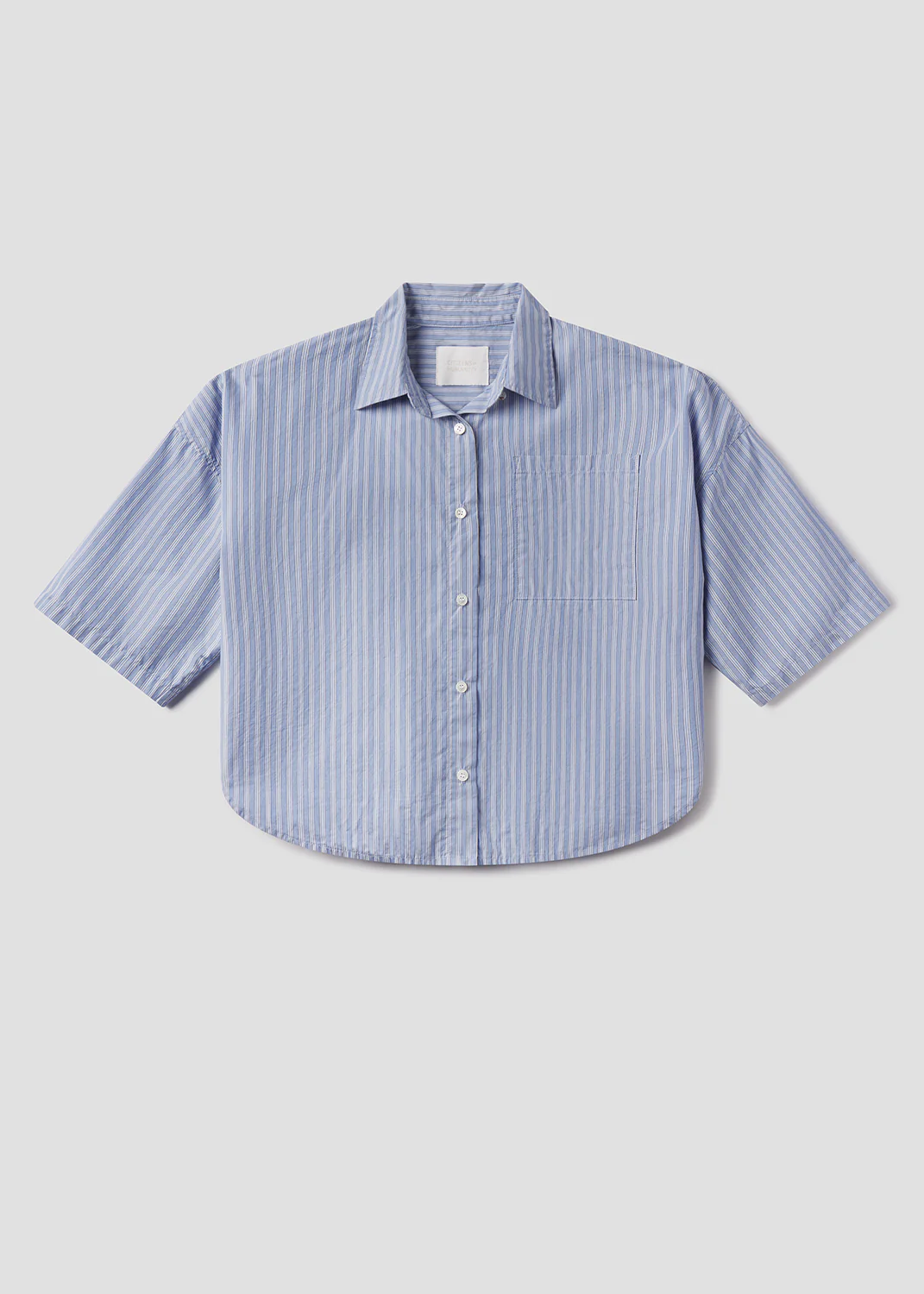 Frances Cropped Cape Button Up in Kindered Stripe - Image 6