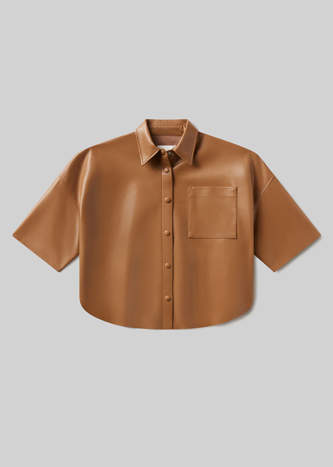 Frances Cropped Cape Button Up in Pale Toffee - Image 7