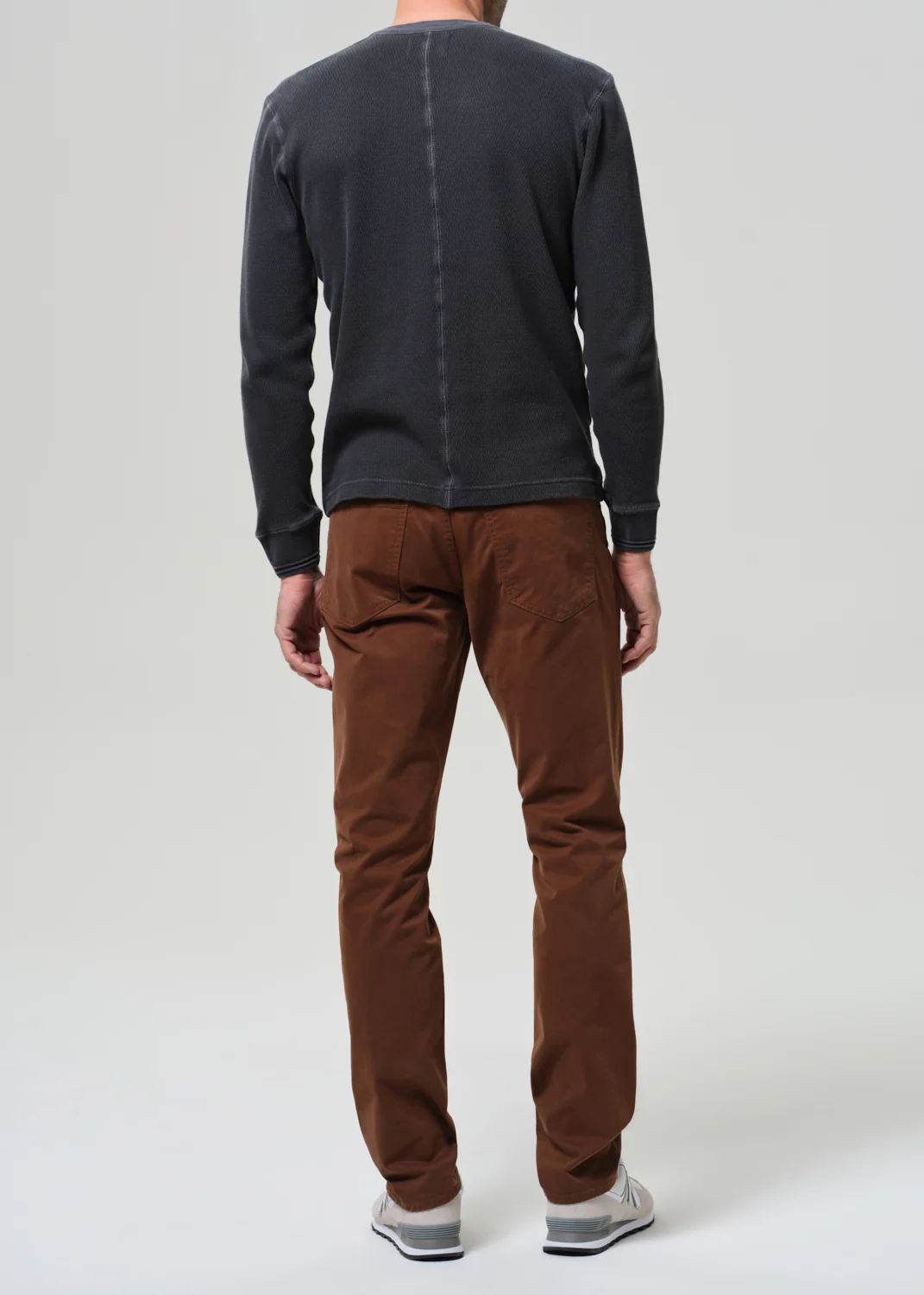 Gage Slim Straight Cashmere Touch Sateen in Cognac - Image 3