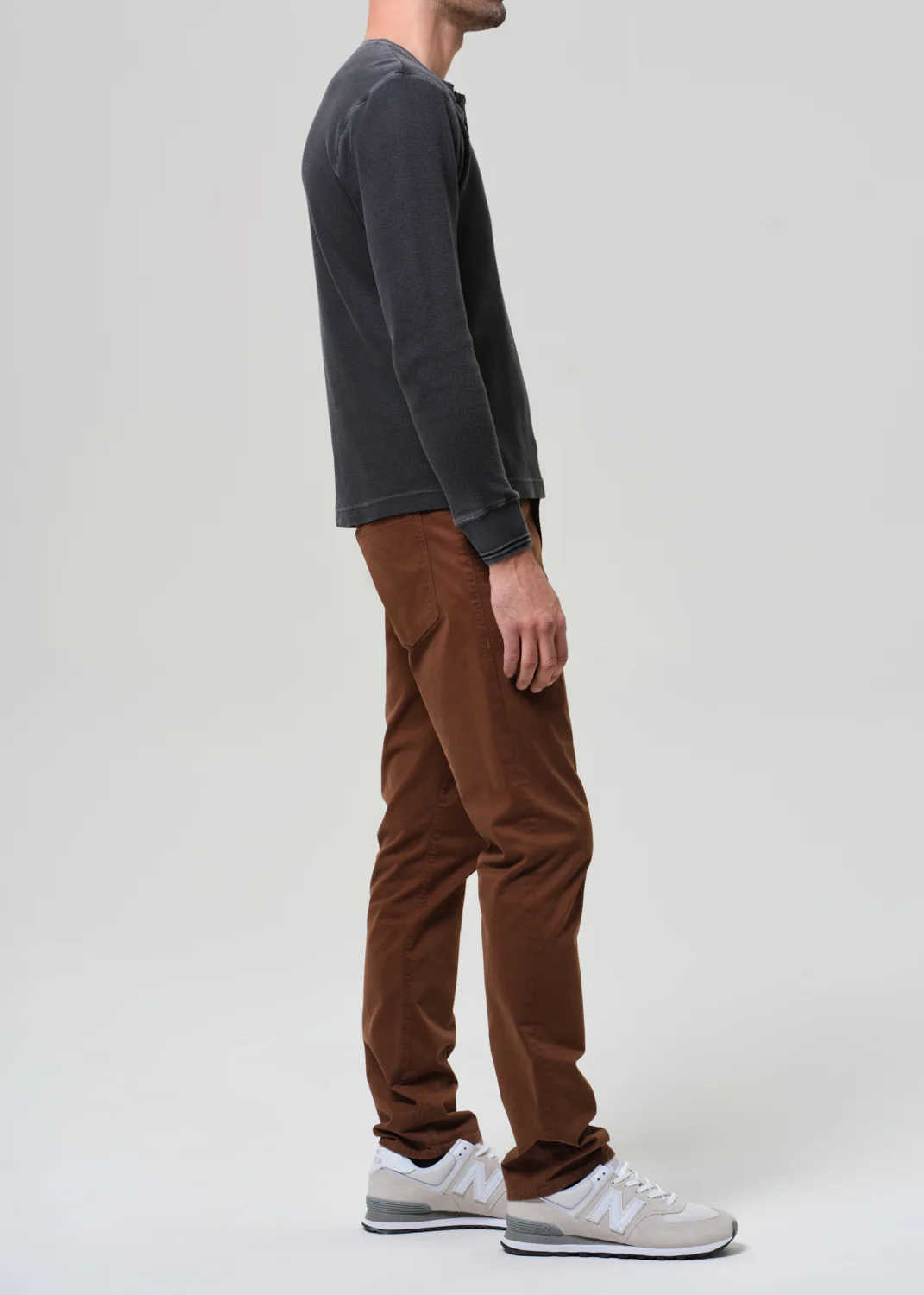 Gage Slim Straight Cashmere Touch Sateen in Cognac - Image 4