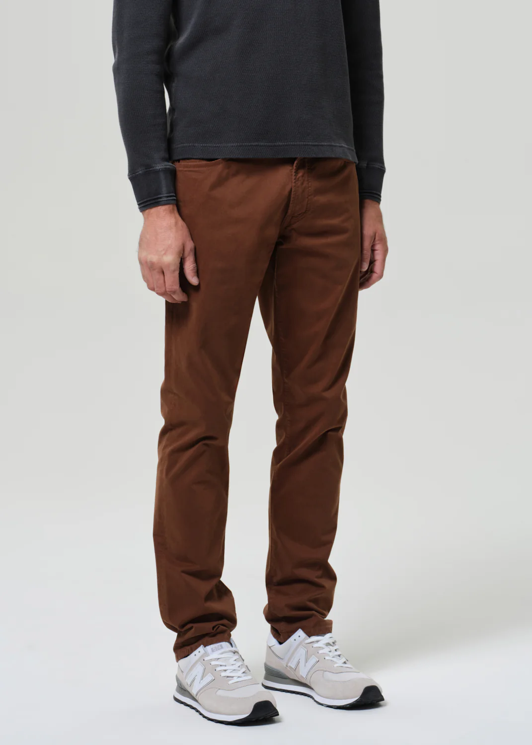 Gage Slim Straight Cashmere Touch Sateen in Cognac - Image 5