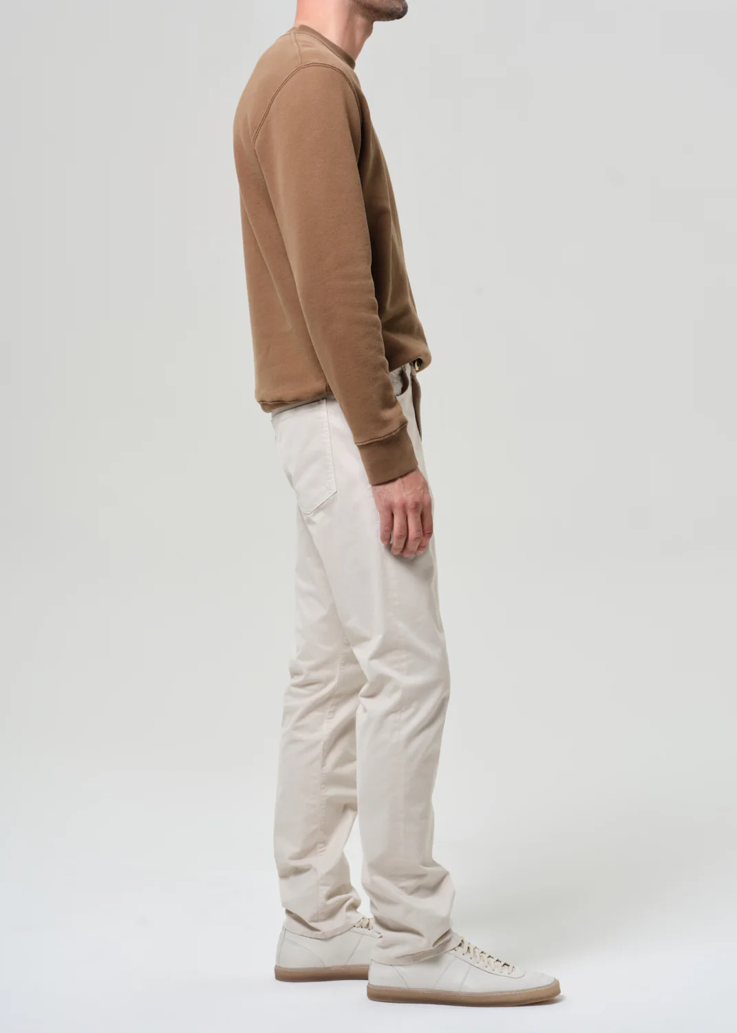 Gage Slim Straight Cashmere Touch Sateen in Light Taupe - Image 4