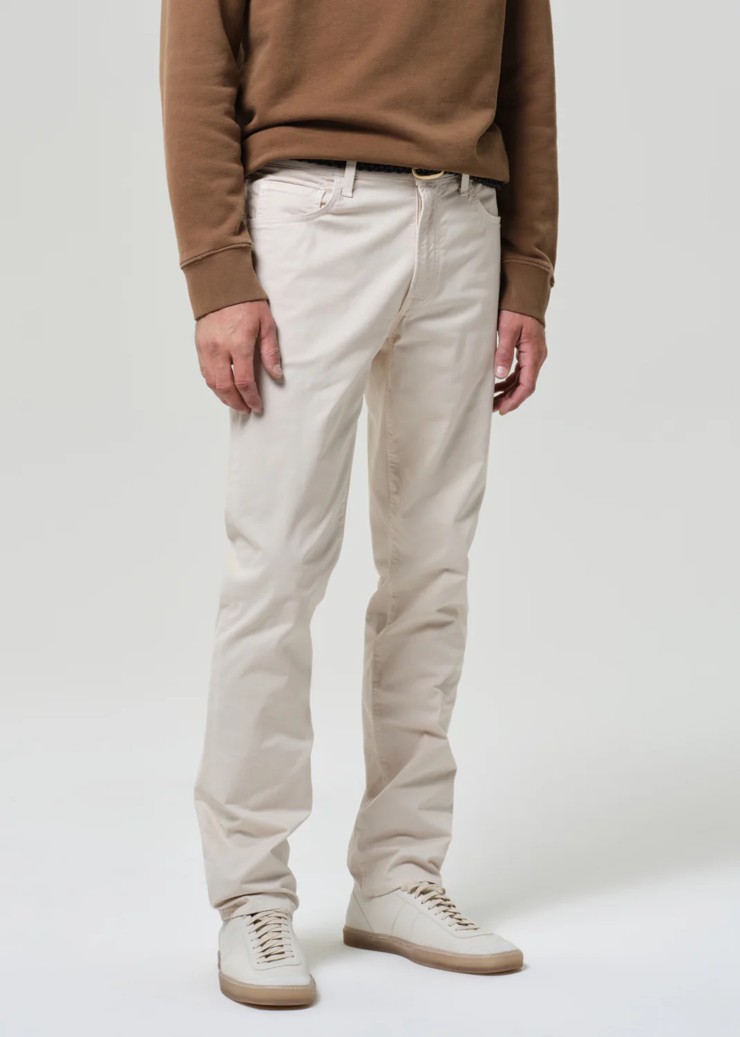 Gage Slim Straight Cashmere Touch Sateen in Light Taupe - Image 5