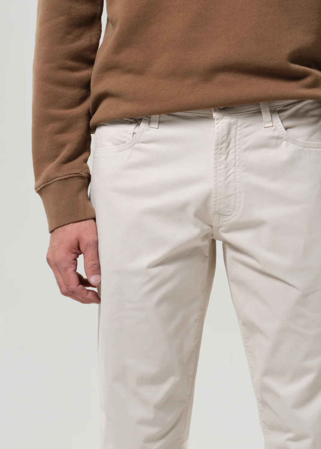 Gage Slim Straight Cashmere Touch Sateen in Light Taupe - Image 6